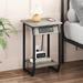 17 Stories Kerrtown 21.8" tall Sled End Table & Built-In Outlets Wood in Gray | 21.8 H x 14.9 W x 11.8 D in | Wayfair