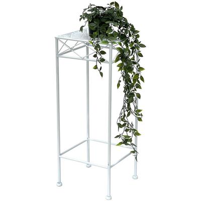 DanDiBo Blumenhocker Weiß Metall Eckig 60 cm Blumenständer 96314 M Beistelltisch Blumensäule Modern