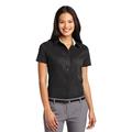 Port Authority Ladies Short Sleeve Easy Care Shirt-L (Black/Light Stone)