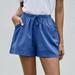 Finelylove High Waist Shorts For Women Womens Bike Shorts High Waist Rise Walking Printed Blue 2XL