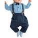 Calsunbaby 2Pcs Newborn Infant Baby Boys Gentleman Clothes Suit Plaid Shirt Tops and Bib Pants Outfits Set 6-12 Months