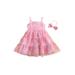 xingqing Baby Girls Tutu Dress Toddler Tie-Dye Mesh Tutu Dress Infant Tulle Dresses Girl Sleeveless Princess Dress Rainbow 12-18 Months