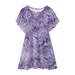 Toddler Girls Dress Short Sleeve Tie Dye Printed Pleated Ruffle Trim Chiffon Party Princess Sundress For Girls