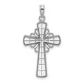 Carat in Karats 14K White Gold Rhodium Plated With Beaded Edge Grid Accent Cross Pendant Charm (28.7mm x 16mm)