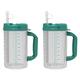 32 oz Double Wall Insulated Hospital Mug - Cold Drink Mug - Large Carry Handle - Includes Straw (2, Teal)