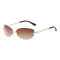 Frameless Oval Metal Woman Fashion Outdoor Commuter Driving Sunglasses