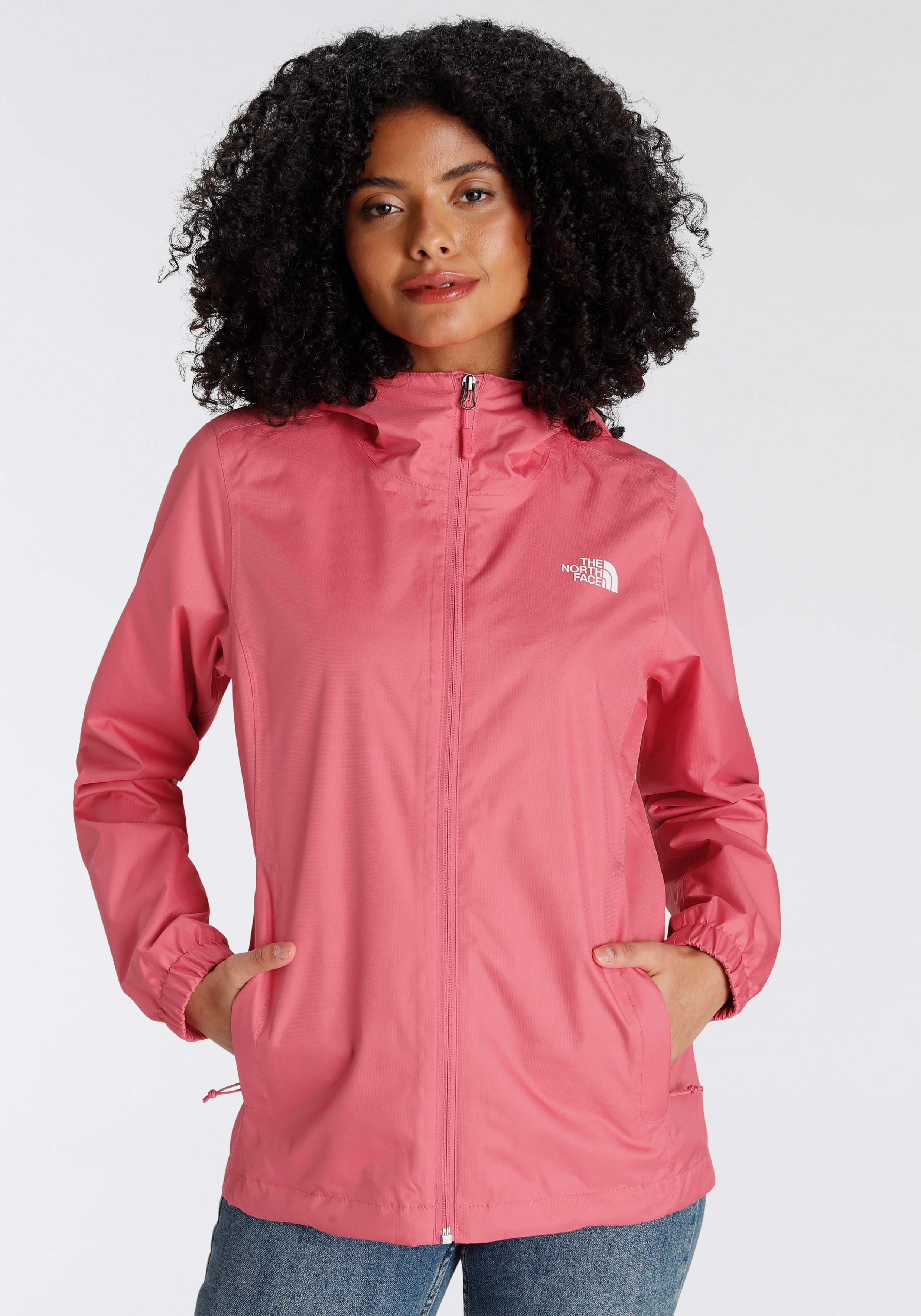 „Funktionsjacke THE NORTH FACE „“W QUEST JACKET – EU““ Gr. S, pink (cosmo pink) Damen Jacken Funktionsjacken mit Logostickerei“
