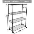 Simple Deluxe Heavy Duty 4-Shelf Shelving Unit with Wheel and Adjustable Feet 36 (L) x14 (W) x54 (H) Black