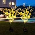 Outdoor Solar Canola Flowers Lights Adjustable Garden Light LED IP65 Waterproof Ground-in Type Flowers Lights 2 Pcs