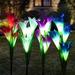 Ledander 4PCS Outdoor Solar Powered Garden Stake Lights Pink LED Lily Flower Lights Landscape Decorative Lights for Patio Yard Pathway