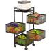 OUKANING 4 Tier Square Rotatable Fruit Shelf Metal Vegetable Storage Rack With Wheels