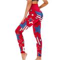 CZHJS Womens Comfy Star Striped American Flag Printing Pencil Pants Boho Summer Beach Pants Slim Leggings High Waist Compression Pants Hiking Pants for Ladies Red S