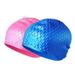 YOOSMATIC Swim Cap 2 Pack Anti-Slip Water Drop Swim Cap for Long Hair Silicone Swimming Caps for Women Men Adults Blue Pink