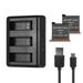 Charging Kit Triple Channel with 2pcs 1300mAh Rechargeable Li-ion Batteries USB Charging Cable for OSMO Action Camera