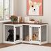 Tucker Murphy Pet™ Large Corner Dog Crate w/ Divider in White/Brown | 31.5 H x 58.7 W x 35.1 D in | Wayfair AF2CFA1BA2154EC99A7EAD578C3822C8