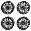 (4 Pack) 4/156 Tusk Teton Beadlock Wheel 14x7 4.0 + 3.0 Machined/Black For POLARIS RZR S 900 2015-2020