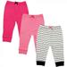Luvable Friends Baby and Toddler Girl Cotton Pants 3pk Girl Black Stripe 9-12 Months