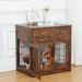 Dog Crate Furniture with Cushion,Wooden Dog Kennel with 2 Drawers,3-Doors Dog Furniture,Dog House,Dog Cage