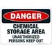 Danger Chemical Storage Area Unauthorized Persons Keep Out Sign OSHA Danger Sign 10x14 Aluminum