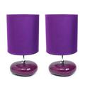 Mod Lighting and Decor Set of 2 Purple Stonies Small Stone Bedside Table Lamp 10.25