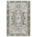 Cal 5 x 7 Area Rug Persian Inspired Medallion Print Soft Gray Polyester - Saltoro Sherpi