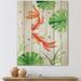 DESIGN ART Designart Goldfishes Among The Lotus Leaves Nautical & Coastal Print on Natural Pine Wood 10 in. wide x 20 in. high