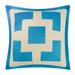 Peking Handicraft 20 x 20 in. Palm Springs Block Caribbean Blue Embroidered Down Filled Pillow