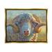 Country Sheep Modern Portrait Animals & Insects Painting Metallic Gold Framed Art Print Wall Art