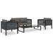 Gecheer 5 Piece Patio Set with Cushions Poly Rattan Anthracite