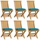 Gecheer Patio Chairs with Blue Cushions 6 pcs Solid Teak Wood