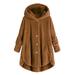 Dtydtpe Clearance Sales Cardigan for Women Plus Size Button Plush Hooded Loose Cardigan Wool Coat Winter Jacket Womens Long Sleeve Tops Winter Coats for Women