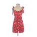 The Andamane Casual Dress - Mini: Red Floral Dresses - Women's Size X-Small