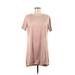 Love, Fire Casual Dress - Shift Crew Neck Short sleeves: Pink Solid Dresses - Women's Size Medium