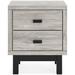 Signature Design by Ashley Vessalli 2 Drawer Night Stand Wood in Black/Brown/Gray | 25 H x 21.25 W x 15.5 D in | Wayfair B1036-92