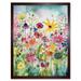 Bright Wildflower Floral Blooms Folk Art Art Print Framed Poster Wall Decor 12x16 inch