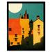 Paper Cut Dean Village Edinburgh in Vibrant Reds and Yellows Art Print Framed Poster Wall Decor 12x16 inch