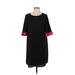 DressBarn Casual Dress - Mini Crew Neck Short sleeves: Black Solid Dresses - Women's Size Small