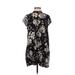 Akira Chicago Black Label Casual Dress - Mini Mock Short sleeves: Black Print Dresses - Women's Size Small