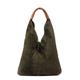 FIRENZE ARTEGIANI. Agnana Shopper Tasche für Damen, echtes Leder, Wildleder und Dollaro, 36 x 10 x 30 cm, Farbe: Militärgrün, Militärgrün, Utility