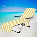 Stripe Beach Chair Cover with Side Pockets Cozy Quick Dry Chaise Lounge Chair Towel Cover for Pool Beach Garden Hotel Sunbathing