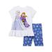 Frozen 2 Toddler Girls Short Sleeve Ruffle Peplum T-shirt & Bike Shorts 2-Piece Outfit Set