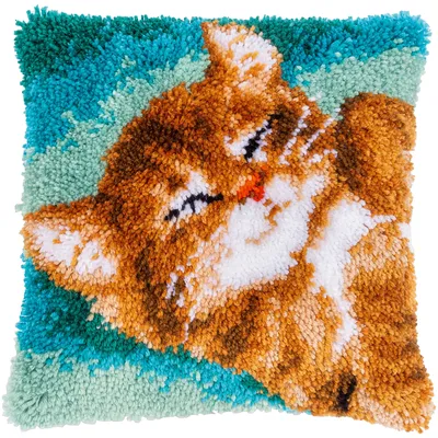 Knüpfkissen Schlafende Katze Image