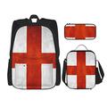 BAAROO Backpack Sets 3 Piece School Bag Boys Teens (Vintage St George's Cross England Flag) Book Bag+Lunch Bag+Pencil Case Cute