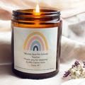 Gift For Teacher Candle, Soy Wax Scented Personalized Apothecary Candle - Design Preschool Rainbow