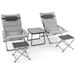 Costway 5-Piece Patio Sling Chair Set Folding Lounge Chairs with Footrests and Coffee Table-Gray