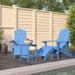 Gecheer Patio Adirondack Chairs with Footstool & Table HDPE Aqua Blue