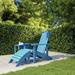 Gecheer Patio Adirondack Chair with Footstool HDPE Aqua Blue