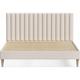 Lit adulte 140x190 en velours beige avec tête de lit matelassée