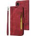 iPhone Xs MAX Wallet Case PU Leather Folio Kickstand Card Slots Cover for iPhone Xs MAX Book Folding Flip Case with Detachable Wrist Strap Protective Cover for iPhone Xs MAX Red