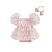 Qtinghua 2Pcs Infant Newborn Baby Girls Summer Outfits Butterfly Short Sleeve Romper Dress with Headband Clothes Pink 3-6 Months